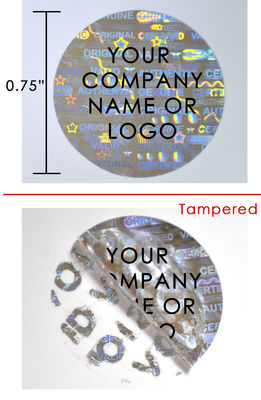 ISO9001 25mm γνήσια ασφαλής αυτοκόλλητη ετικέττα ολογραμμάτων πλάτους για το φιαλίδιο γυαλιού