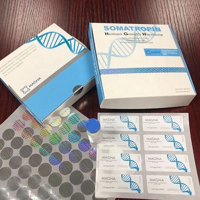 Ανακυκλώσιμες 40x18mm ασημένιες ετικέτες φιαλιδίων γυαλιού φύλλων αλουμινίου για τα ανθρώπινα κιβώτια ορμονών αύξησης